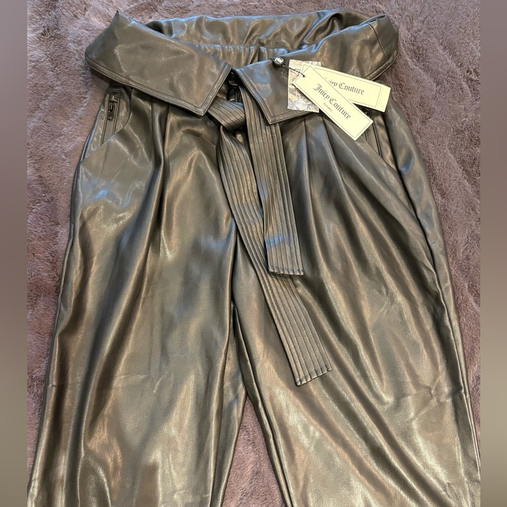 Juicy Couture Black Faux Leather High-Waist Pants